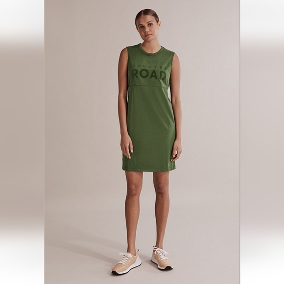 Country Road Modern Logo Tank Dress Costal Cowgirl Australian Organic Cotton XS - Picture 1 of 15